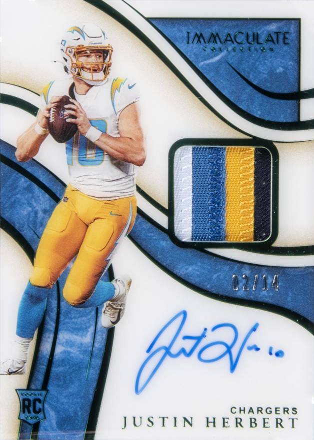 2020 Panini Immaculate Collection Immaculate Signature Patches Rookie Justin Herbert #ISP3 Football Card