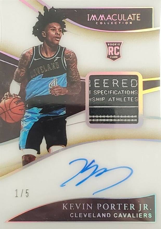 2019 Panini Immaculate Collection Patch Autographs Kevin Porter Jr. #PAKPJ Basketball Card