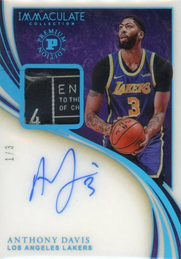 2019 Panini Immaculate Collection Patch Autographs Anthony Davis #PAADV Basketball Card
