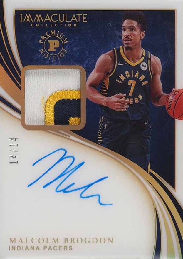 2019 Panini Immaculate Collection Patch Autographs Malcolm Brogdon #PAMBR Basketball Card