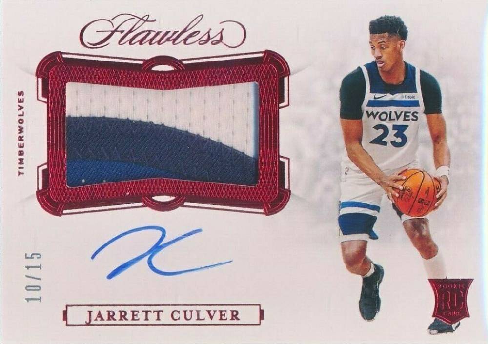 2019 Panini Flawless Horizontal Patch Autographs Jarrett Culver #HPJCV Basketball Card