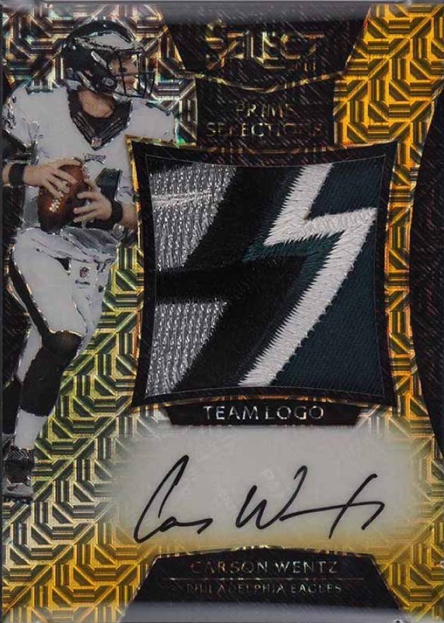 2016 Panini Select Prime Selections Nameplate Autograph Carson Wentz #PSCW Football Card