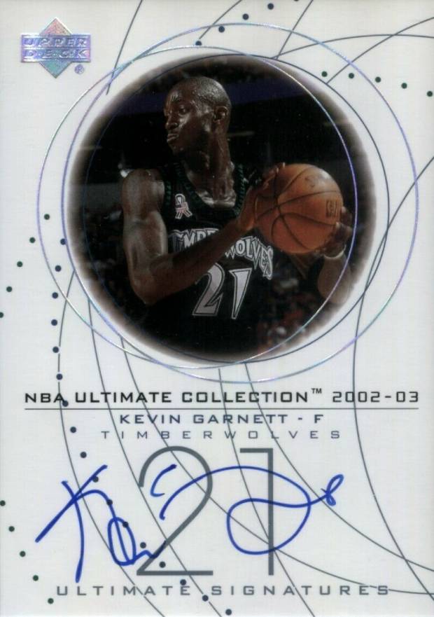 2002 Ultimate Collection Ultimate Signatures Kevin Garnett #KG-S Basketball Card