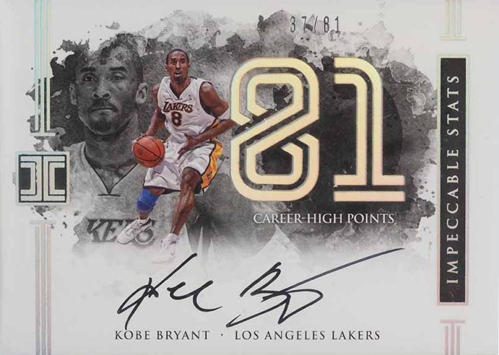 2016 Panini Impeccable Impeccable Stats Autographs Kobe Bryant #IS-KB Basketball Card