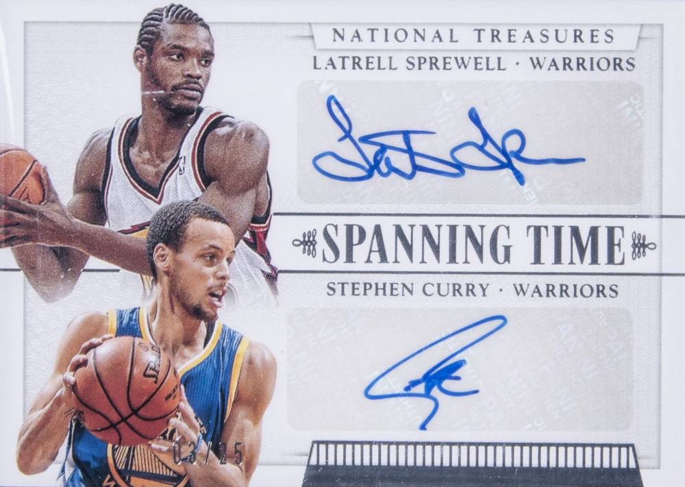 2014 Panini National Treasures Spanning Time Dual Signatures Latrell Sprewell/Stephen Curry #ST-LS Basketball Card