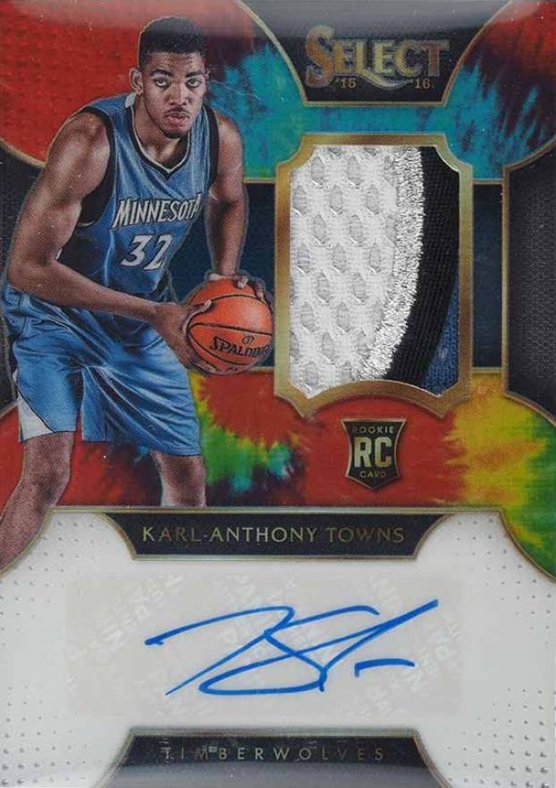 2015 Panini Select Rookie Autograph Materials Karl-Anthony Towns #KAT Basketball Card