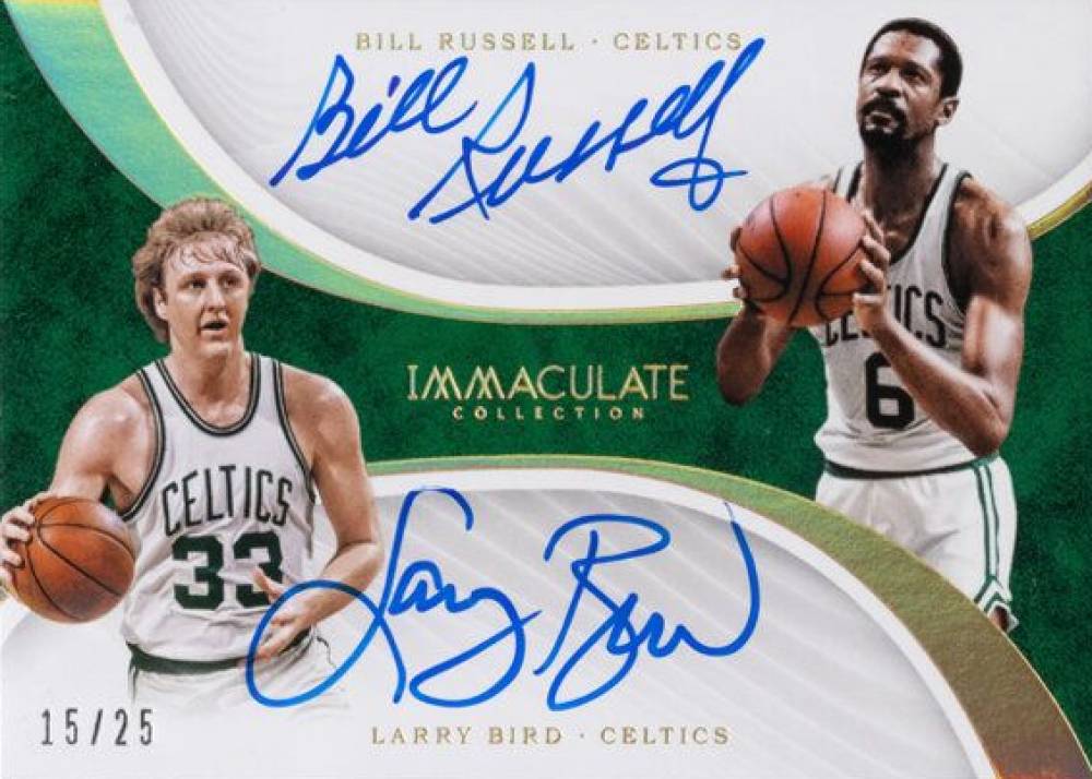 2017 Panini Immaculate Collection Dual Autographs Bill Russell/Larry Bird #BOS Basketball Card
