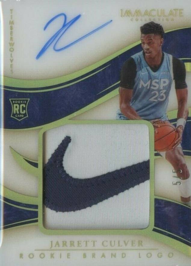 2019 Panini Immaculate Collection Rookie Brand Logo Autographs Jarrett Culver #RBLJCW Basketball Card
