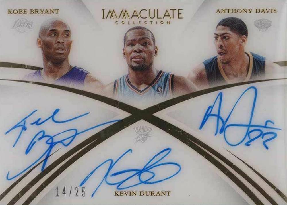 2014 Panini Immaculate Collection Trio Autographs Davis/Durant/Bryant #TTA-KA Basketball Card