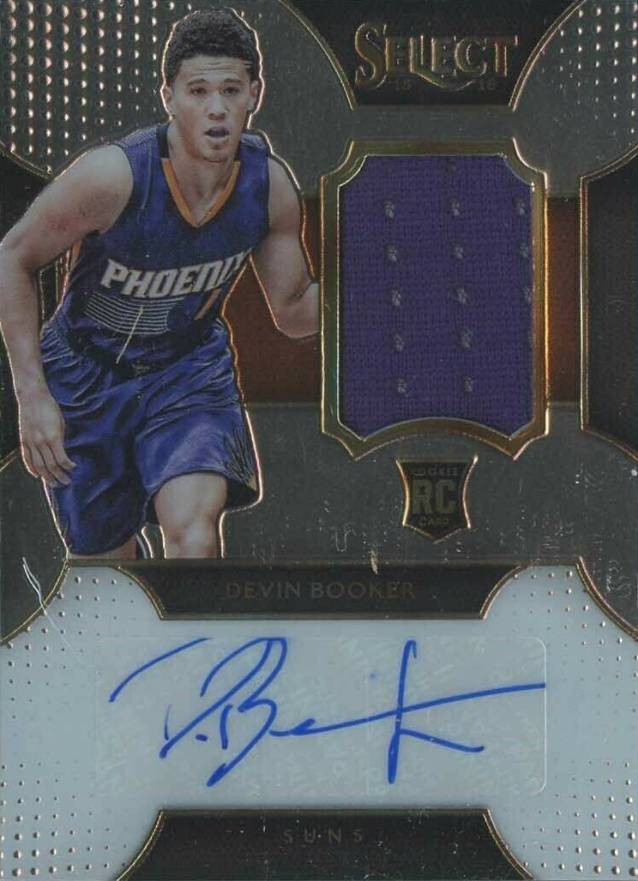 2015 Panini Select Rookie Autograph Materials Devin Booker #DBK Basketball Card