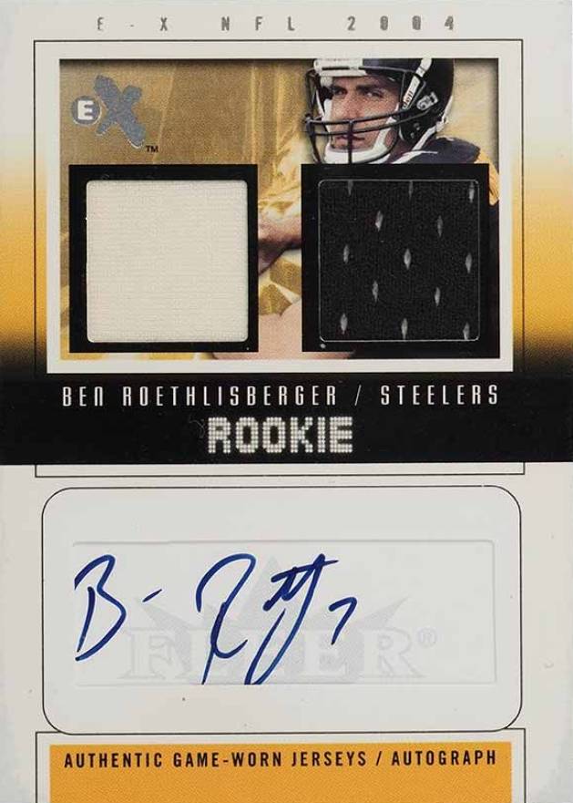 2004 Fleer E-X Rookie Dual Jersey Autograph Ben Roethlisberger #46 Football Card