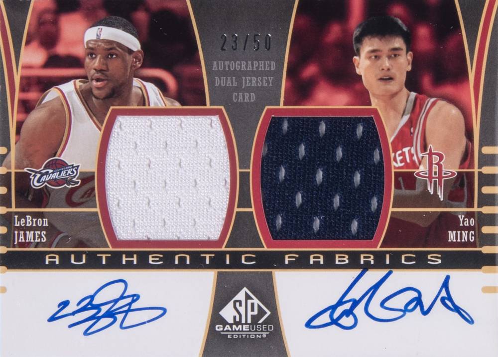 2004 SP Game Used Authentic Fabrics Dual LeBron James/Yao Ming #JM Basketball Card