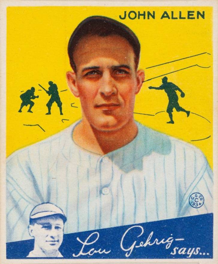 1934 Goudey John Allen #42 Baseball Card