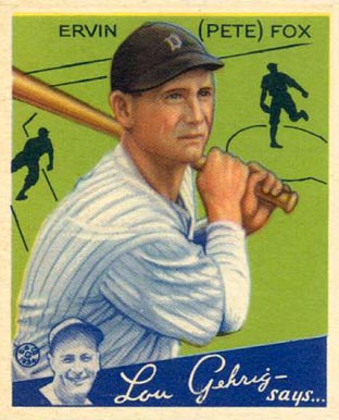 1934 Goudey Ervin (Pete) Fox #70 Baseball Card
