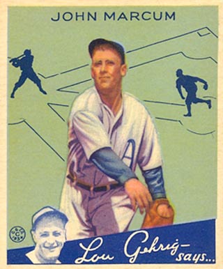 1934 Goudey John Marcum #69 Baseball Card