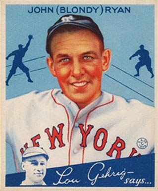 1934 Goudey John (Blondy) Ryan #32 Baseball Card