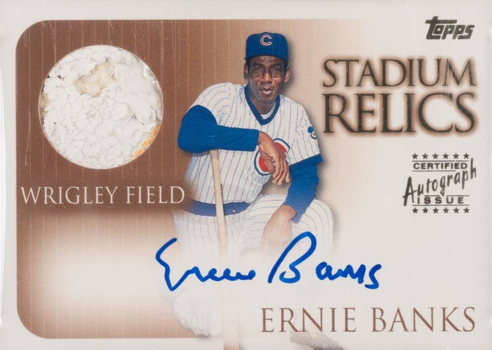2000 Topps Stadium Relics Autograph Ernie Banks #SR3 Baseball Card