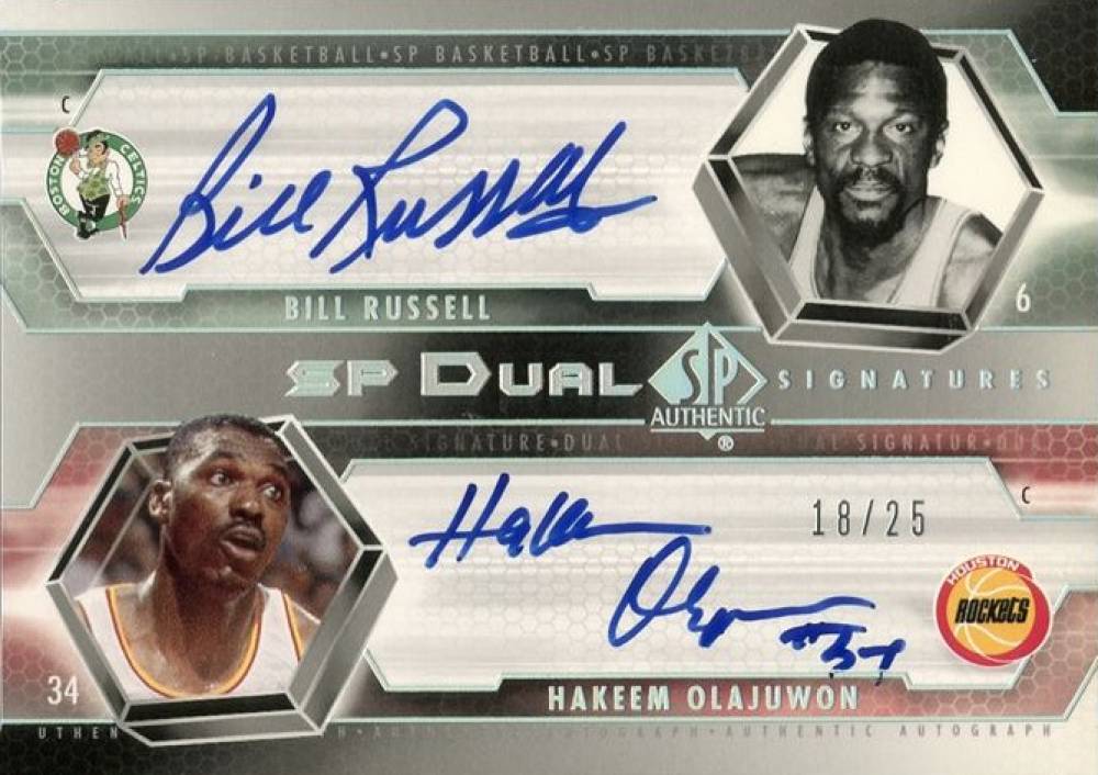 2004 SP Authentic SP Dual Signatures Bill Russell/Hakeem Olajuwon #SP2RO Basketball Card