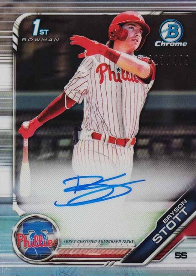 2019 Bowman Draft Chrome Draft Picks Autograph Bryson Stott #CDABS Baseball Card