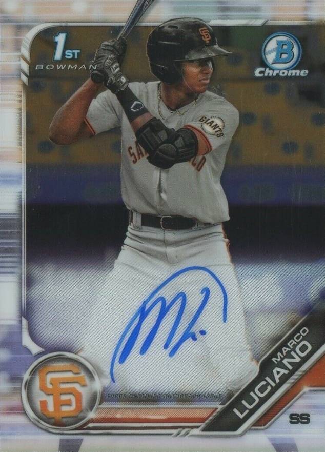 2019 Bowman Prospect Autographs Chrome Marco Luciano #ML Baseball Card