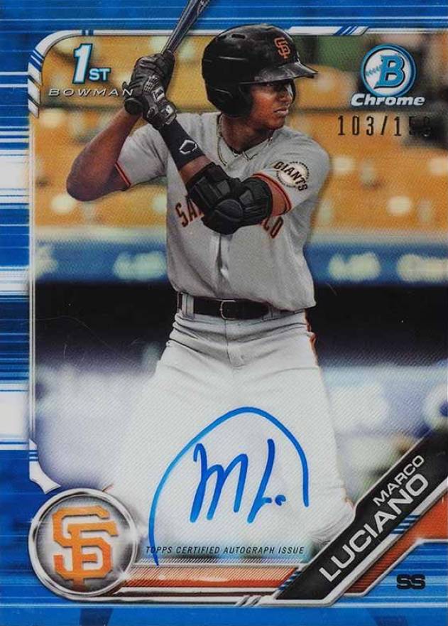 2019 Bowman Prospect Autographs Chrome Marco Luciano #ML Baseball Card