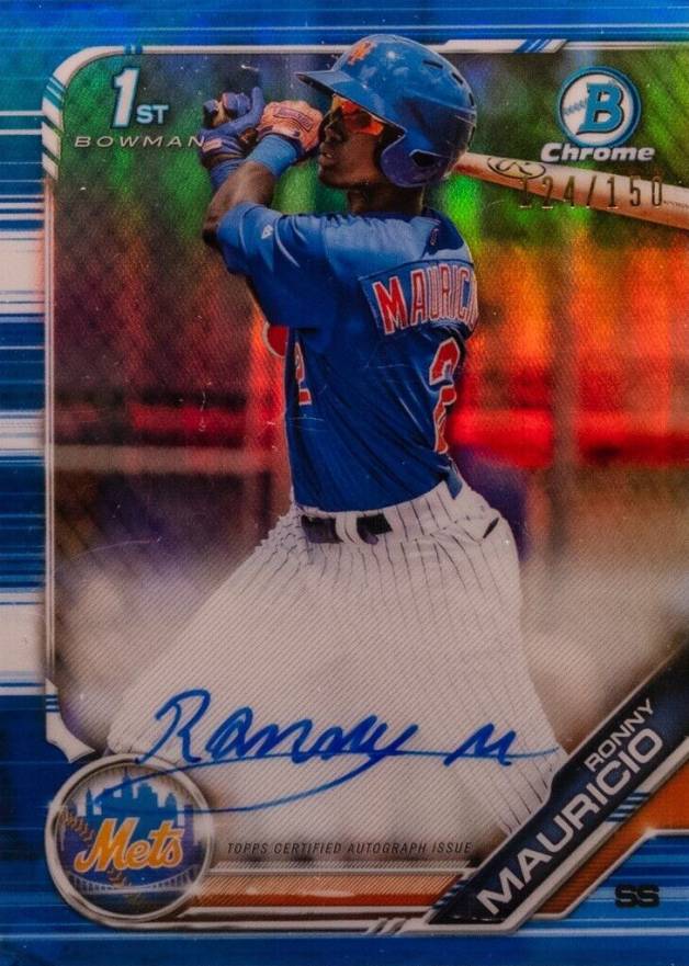 2019 Bowman Prospect Autographs Chrome Ronny Mauricio #RM Baseball Card