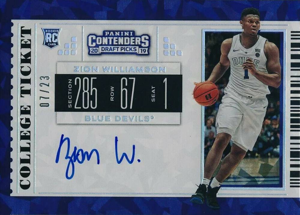 2019 Panini Contenders Draft Picks Zion Williamson #51 Basketball Card