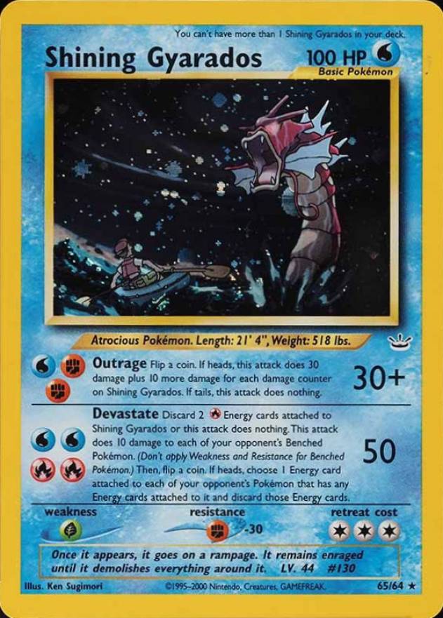 2001 Pokemon Neo Revelation Shining Gyarados-Holo #65 TCG Card