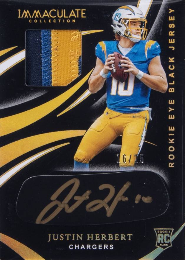 2020 Panini Immaculate Collection Rookie Eye Black Jersey Autographs Justin Herbert #REB3 Football Card