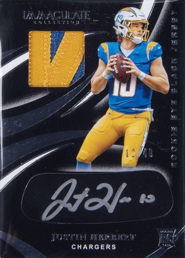2020 Panini Immaculate Collection Rookie Eye Black Jersey Autographs Justin Herbert #REB3 Football Card