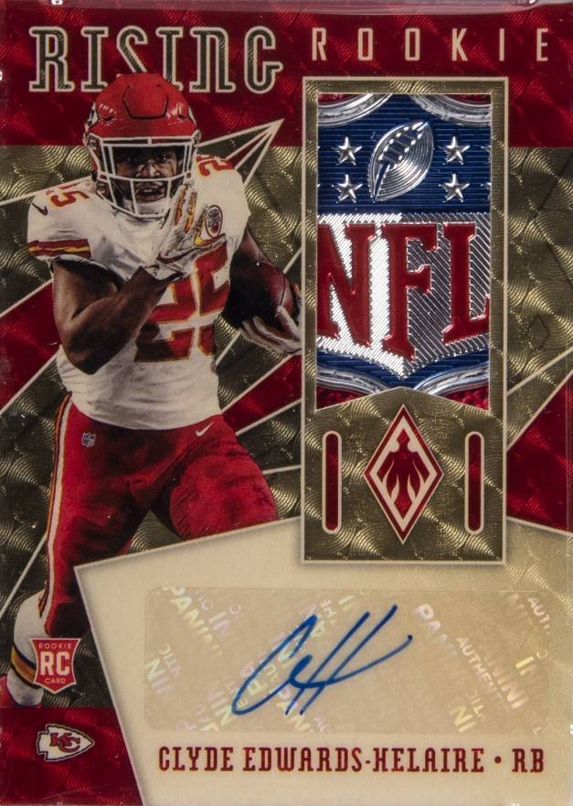 2020 Panini Phoenix Rising Rookie Material Signatures Clyde Edwards-Helaire #RRCE Football Card