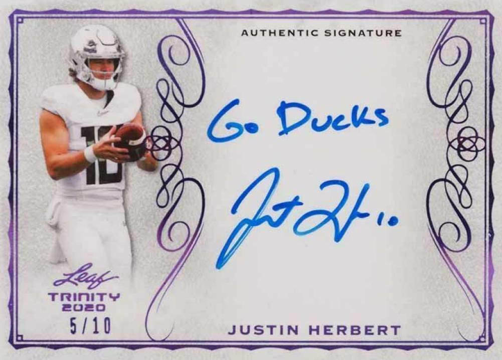 2020 Leaf Trinity Signatures Justin Herbert #A-JH2 Football Card
