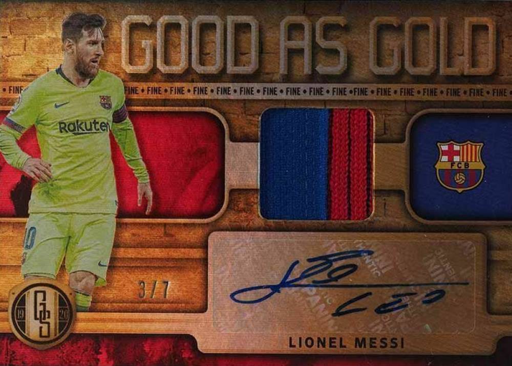 2019 Panini Gold Standard Good As Gold Autographed Memorabilia Lionel Messi #LM Soccer Card