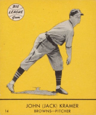 1941 Goudey John (Jack) Kramer #14y Baseball Card