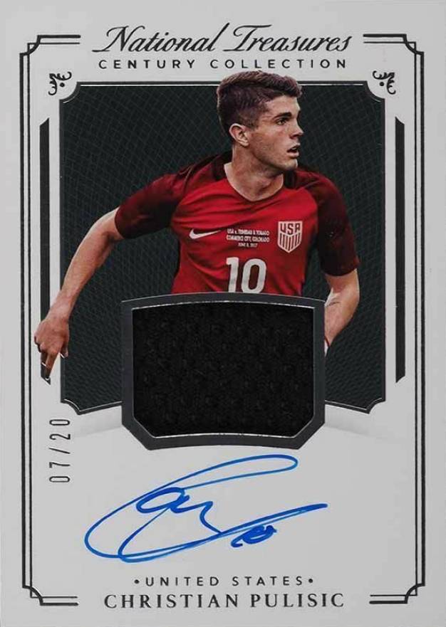 2018 Panini National Treasures Century Collection Material Autographs Christian Pulisic #CC-CP Soccer Card