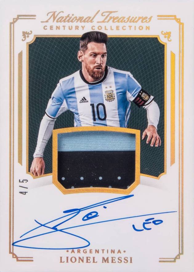 2018 Panini National Treasures Century Collection Material Autographs Lionel Messi #CC-LM Soccer Card