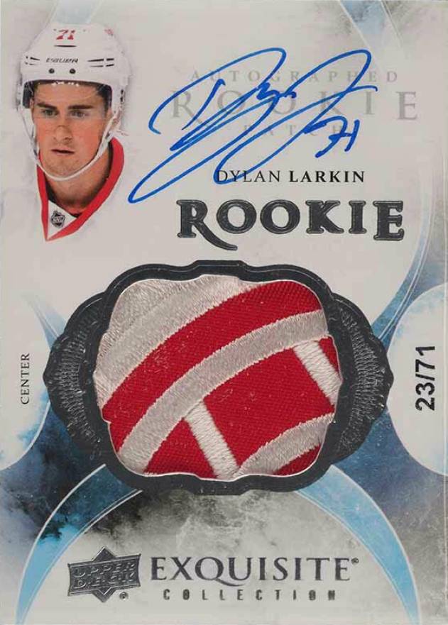 2015 Upper Deck the Cup Exquisite Collection Rookie Autograph Patch Dylan Larkin #70 Hockey Card