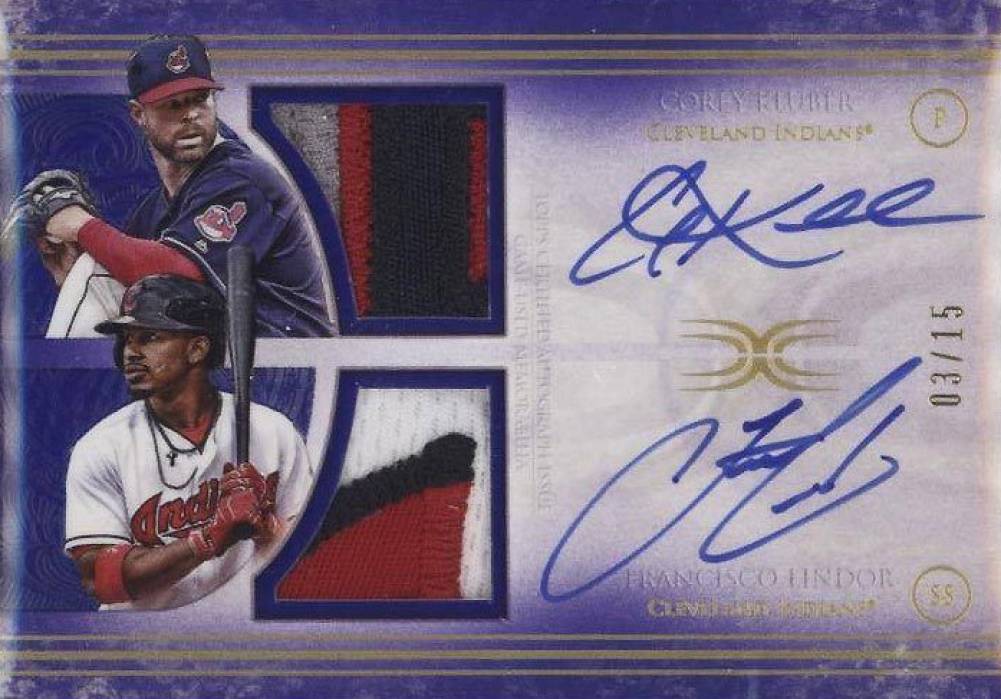 2017 Topps Definitive Dual Autograph Patch Collection Kluber/Lindor #KL Baseball Card
