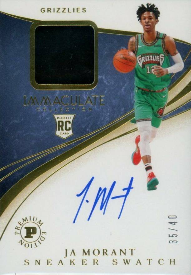 2019 Panini Immaculate Collection Rookie Sneaker Swatch Signatures Premium Edition Ja Morant #PEJMT Basketball Card