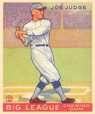 1933 Goudey World Wide Gum Joe Judge #88 Baseball Card
