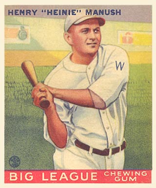 1933 Goudey World Wide Gum Heinie Manush #47 Baseball Card