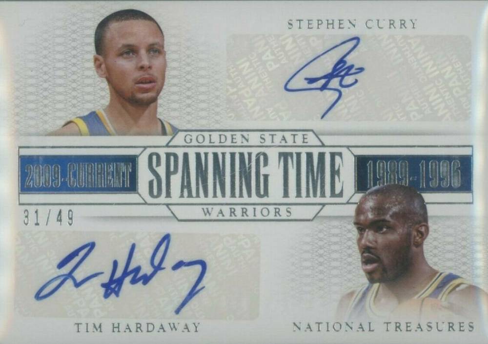 2013 Panini National Treasures Spanning Time Dual Signatures Curry/Hardaway #ST-ST Basketball Card