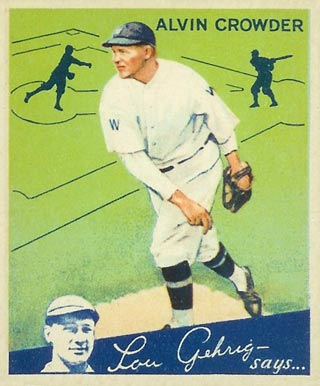 1934 Goudey World Wide Gum  Alvin Crowder #65 Baseball Card