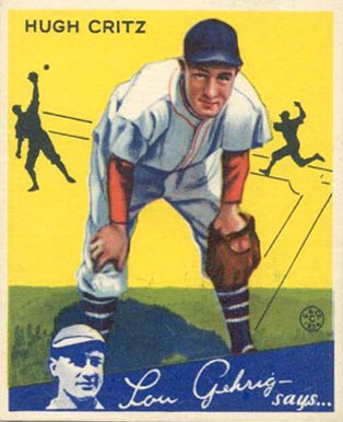1934 Goudey World Wide Gum  Hugh Critz #72 Baseball Card