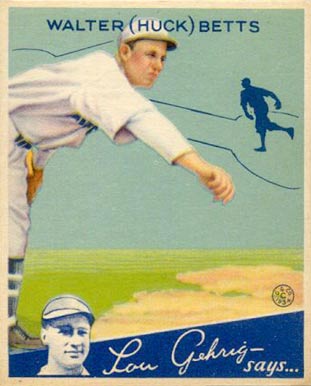 1934 Goudey World Wide Gum  Walter Betts #83 Baseball Card
