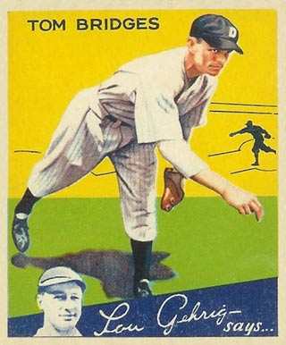 1934 Goudey World Wide Gum  Tom Bridges #87 Baseball Card