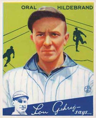 1934 Goudey World Wide Gum  Oral Hildebrand #95 Baseball Card