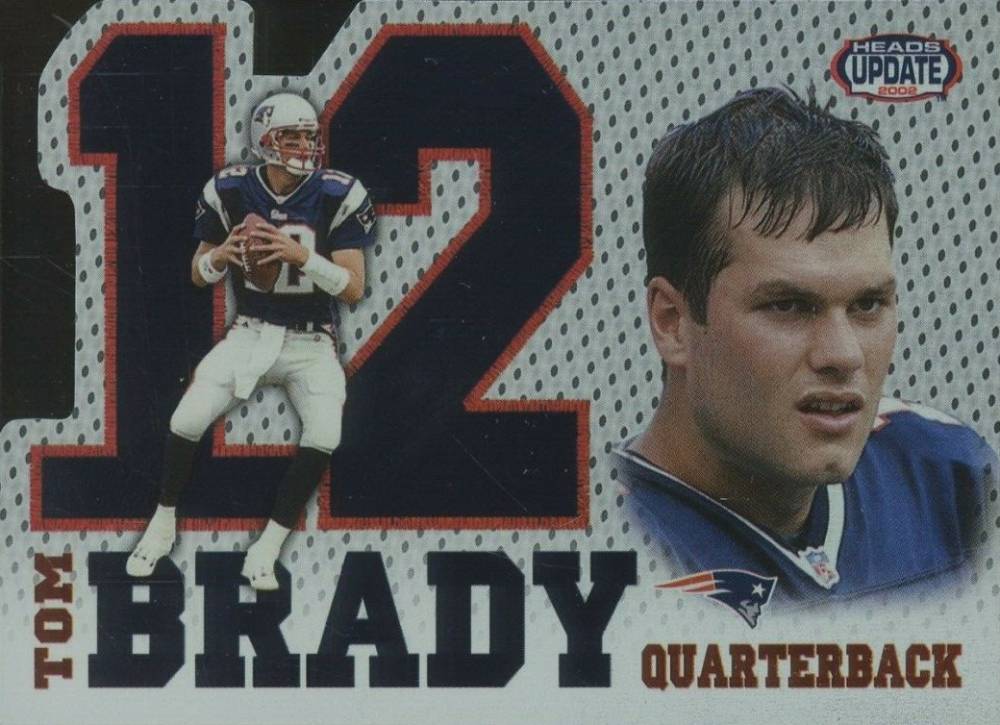 2002 Pacific Heads Update Big Numbers Tom Brady #15 Football Card