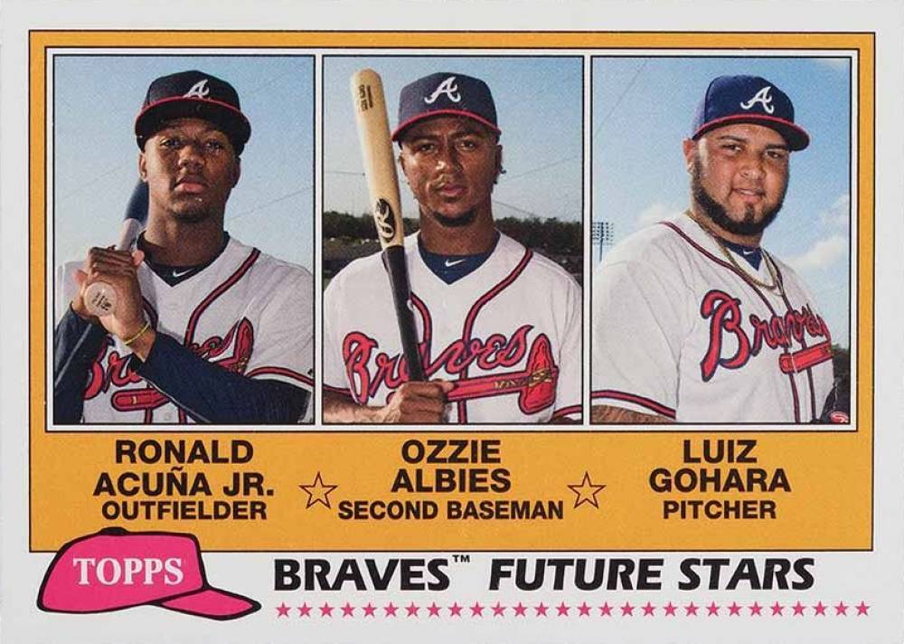 2018 Topps Archives 1981 Topps Future Stars Trios Luiz Gohara/Ozzie Albies/Ronald Acuna Jr. #BRA Baseball Card