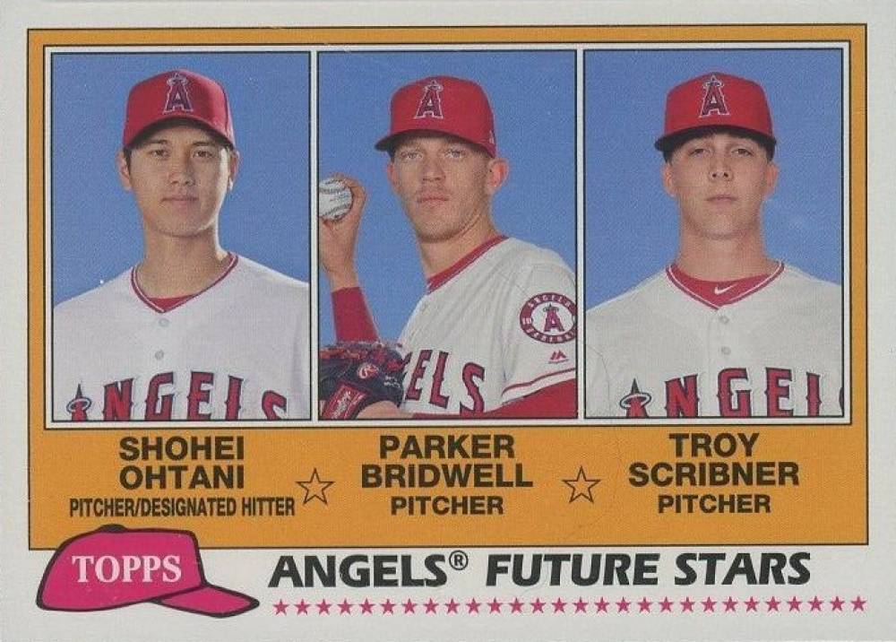 2018 Topps Archives 1981 Topps Future Stars Trios Parker Bridwell/Shohei Ohtani/Troy Scribner #LAA Baseball Card